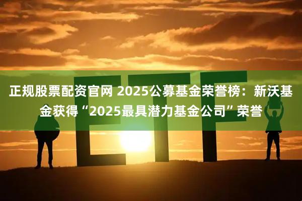 正规股票配资官网 2025公募基金荣誉榜：新沃基金获得“2025最具潜力基金公司”荣誉